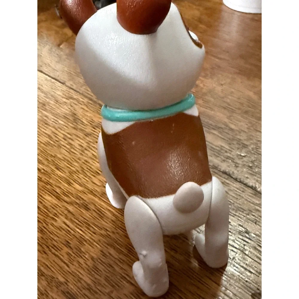 Bulldog Puppy Figure Brown White Teal Collar‎ 3 Inch Toy